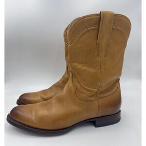 TECOVAS THE EARL Roper Boots 9.5 EE Wide Natural Tan Desert Cowhide Leather